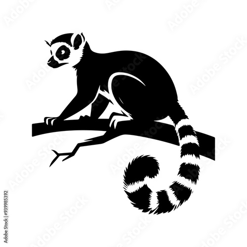 Lemur silhouette, vector black color silhouette 1