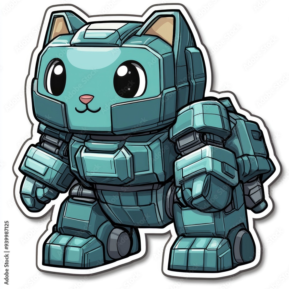 Fototapeta premium Cute Cat Robot Cartoon Character