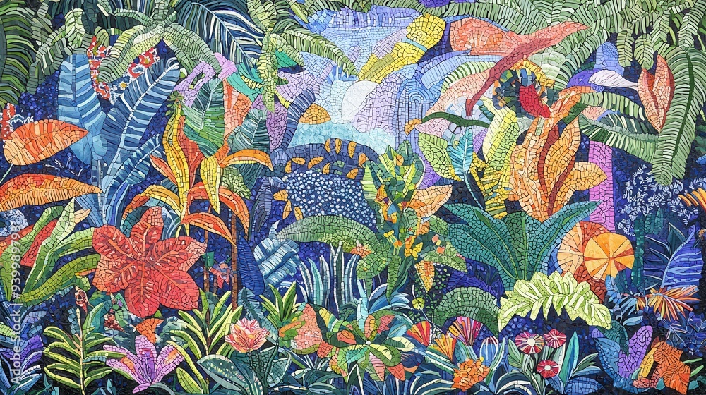 Colorful Tropical Mosaic Pattern Colorful Tropical Mosaic Pattern