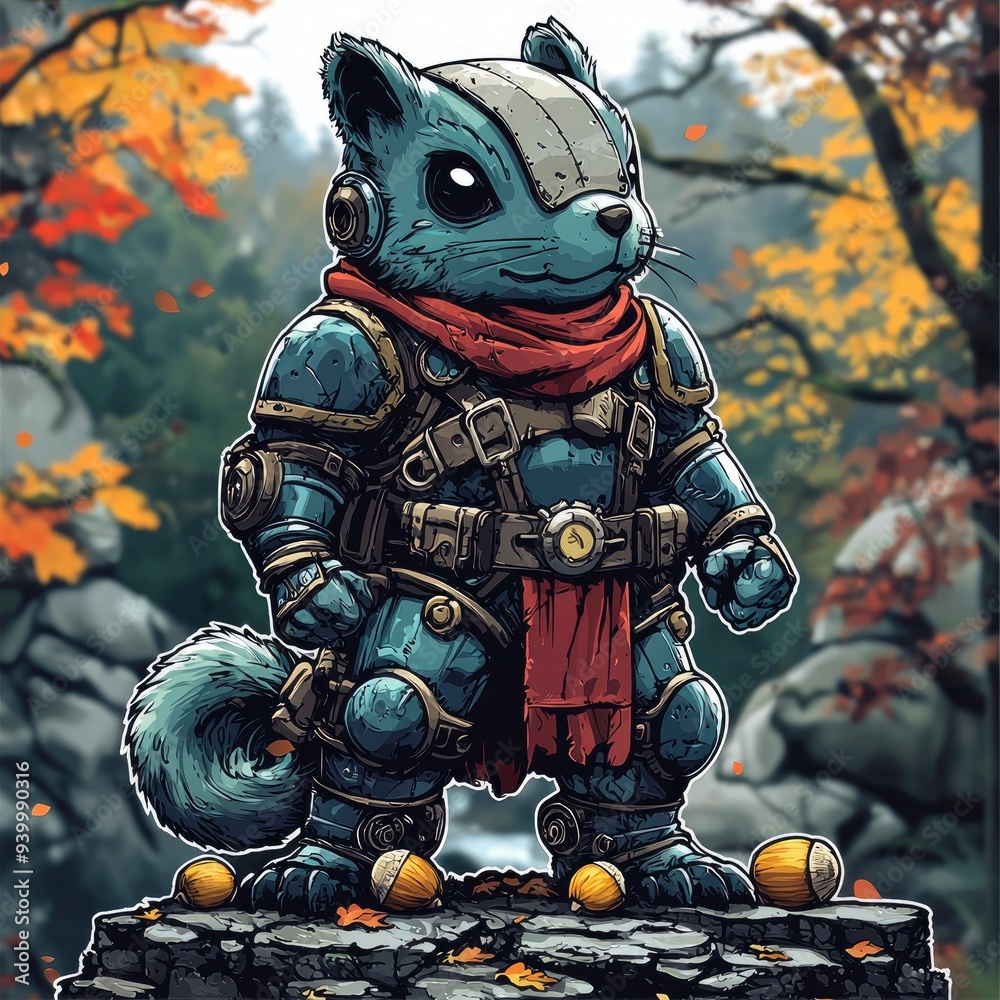 Armored Squirrel Warrior in Autumn Forest Armored Squirrel Warrior in Autumn Forest