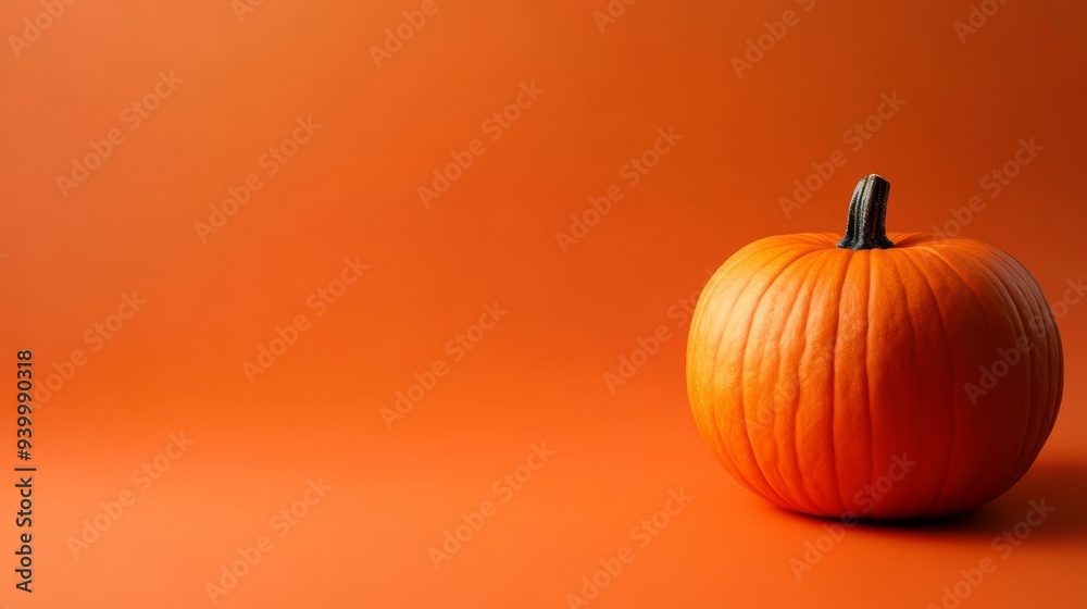 Pumpkin on orange background with copyspace. Autumn background Pumpkin on orange background with copyspace. Autumn background