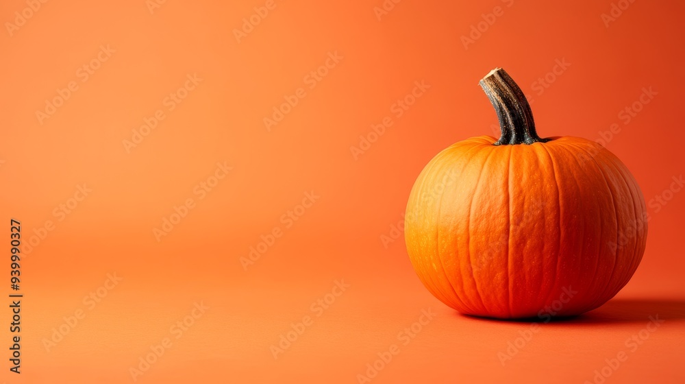 Pumpkin on orange background with copyspace. Autumn background Pumpkin on orange background with copyspace. Autumn background