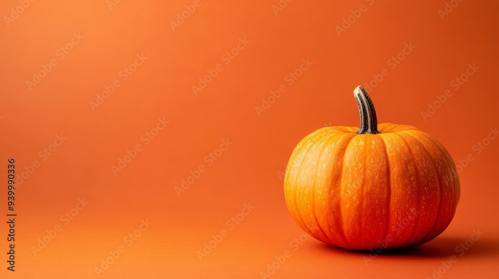 Pumpkin on orange background with copyspace. Autumn background Pumpkin on orange background with copyspace. Autumn background