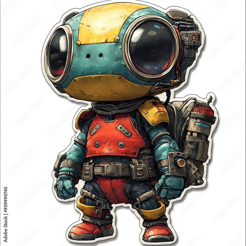 Cartoon Character in Spacesuit with Backpack Cartoon Character in Spacesuit with Backpack