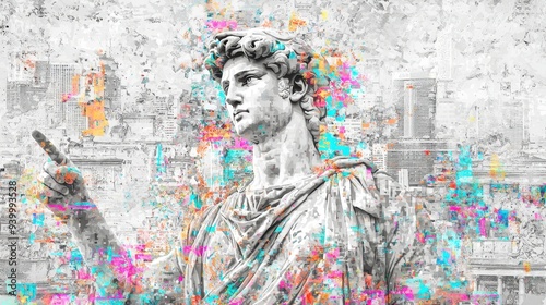 Wallpaper Mural Abstract Glitch Art Statue Cityscape Torontodigital.ca