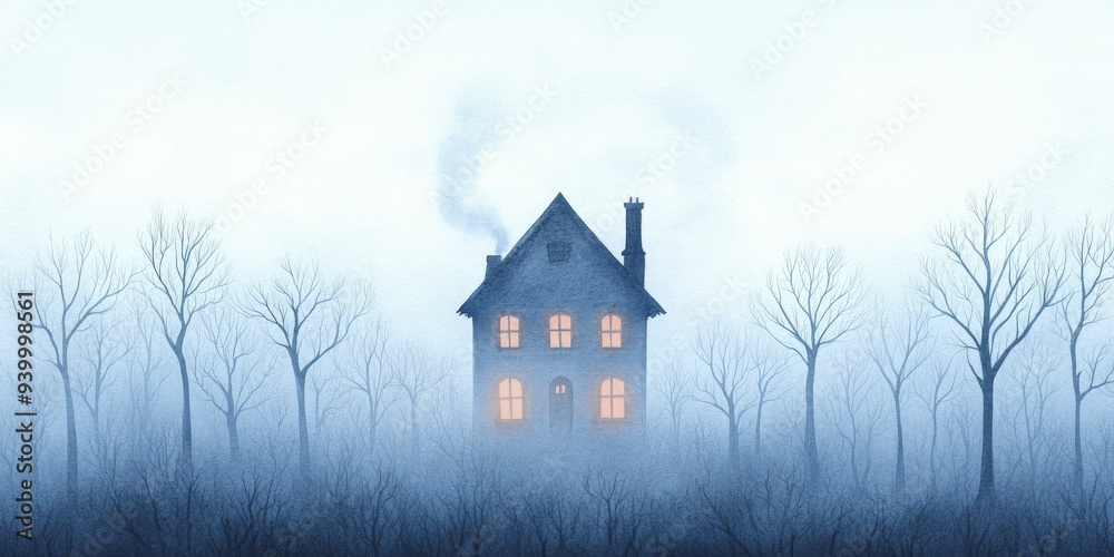 A watercolor haunted house with glowing windows evokes curiosity and a touch of wistfulness. A watercolor haunted house with glowing windows evokes curiosity and a touch of wistfulness.