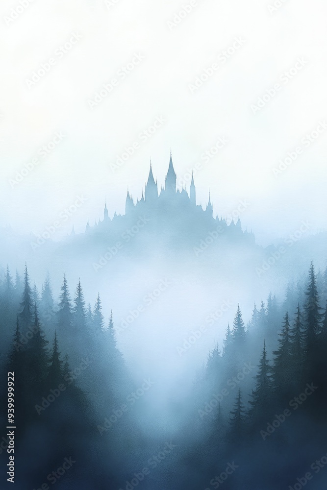 Φωτογραφία Mysterious castle cloaked in watercolor hues, stirring curiosity and a feeling of exploration