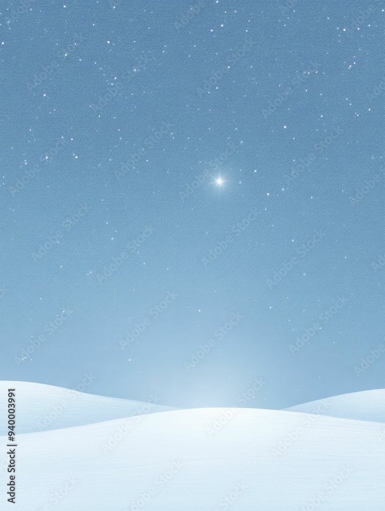 Snow-covered hills sparkling under a starlit sky, creating a serene and magical winter landscape Snow-covered hills sparkling under a starlit sky, creating a serene and magical winter landscape