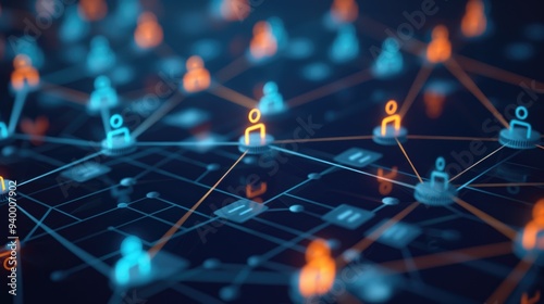 Connecting people on the internet, nodes transforming. Social network connections. Information technology of internet of things IOT big data clouds computing.