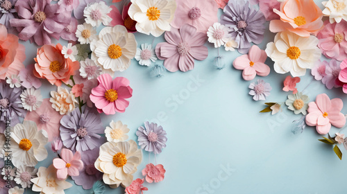 beautiful spring flowers on paper background