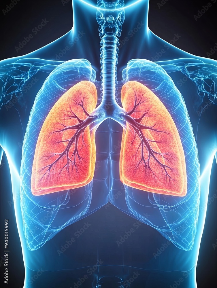 3D illustration of human lungs anatomy. 3D illustration of human lungs anatomy.