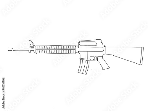 Sketch of the American M16 assault rifle