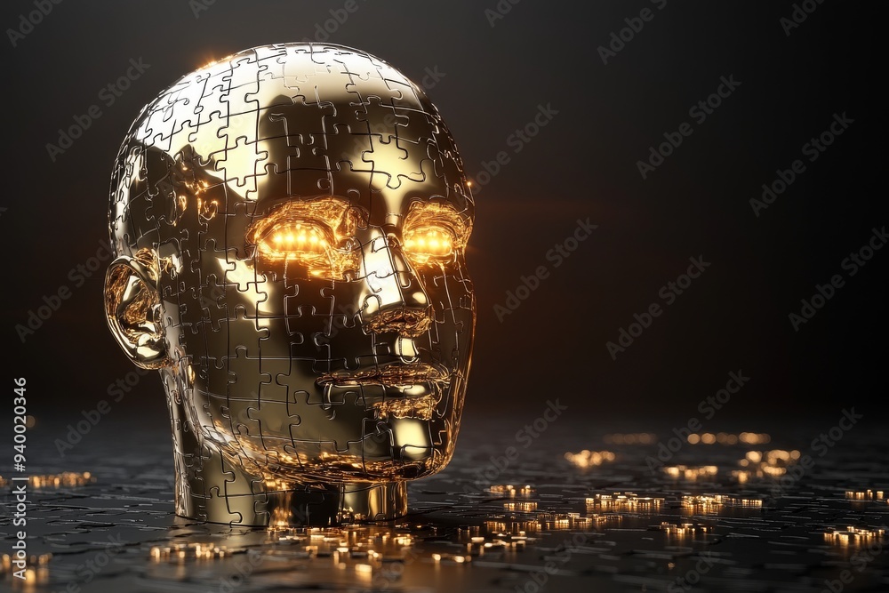 custom made wallpaper toronto digitalFuturistic portrait of a man with a glowing digital brain symbolizing technology artificial intelligence and the merging of the human mind with digital innovation