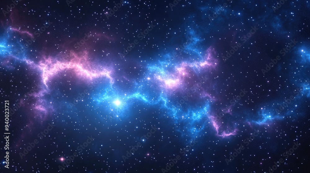 3D cartoon depiction of nebula and stars in outer space 3D cartoon depiction of nebula and stars in outer space