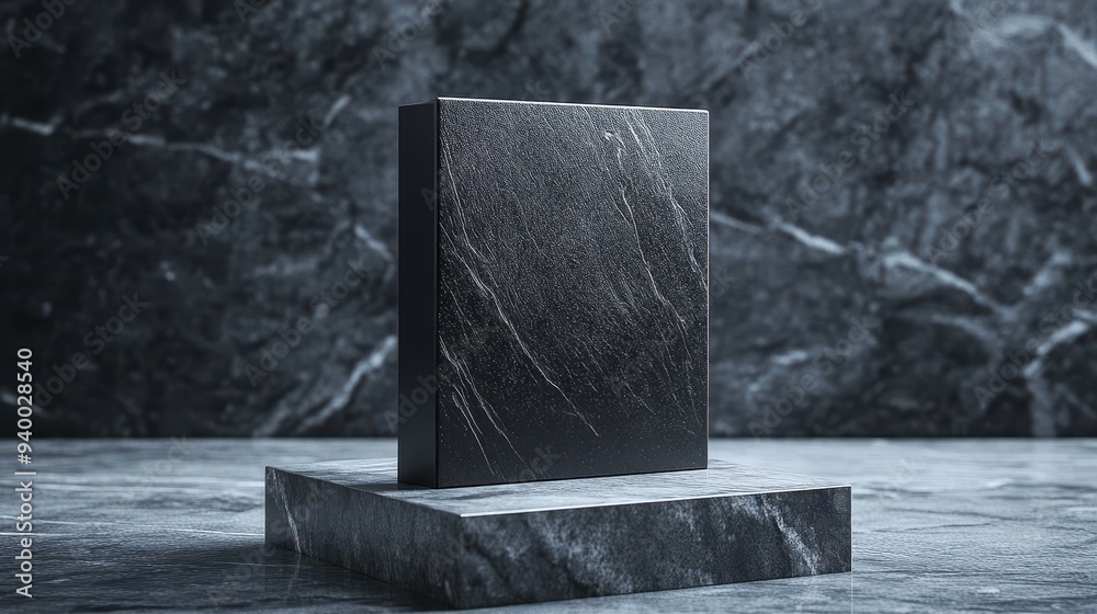 Black Box Mockup on Marble Platform Black Box Mockup on Marble Platform