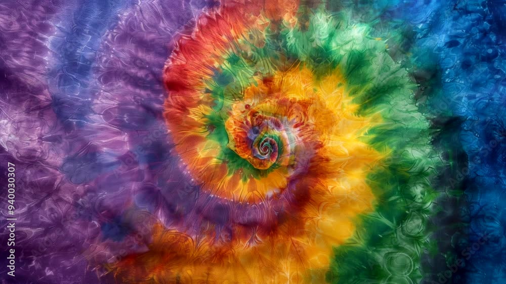 Colorful tie dye fabric swirl background with swirly pattern