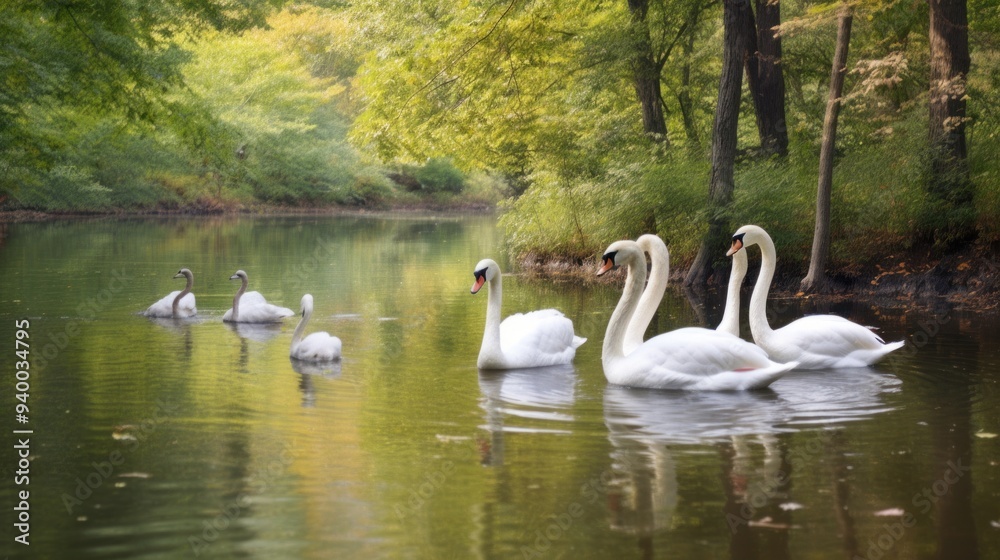 swans bathe in a calm river swans bathe in a calm river