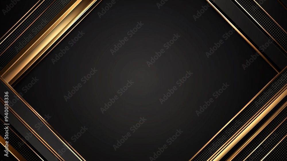 Black background with a gold metallic frame surrounding the edges Black background with a gold metallic frame surrounding the edges