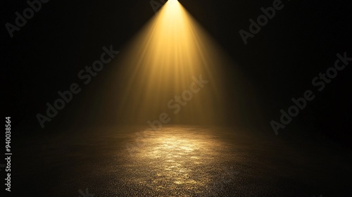 Black background with a gold spotlight effect, illuminating the center