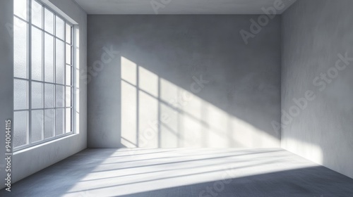 3D rendering of a minimalist empty room with shadow effects