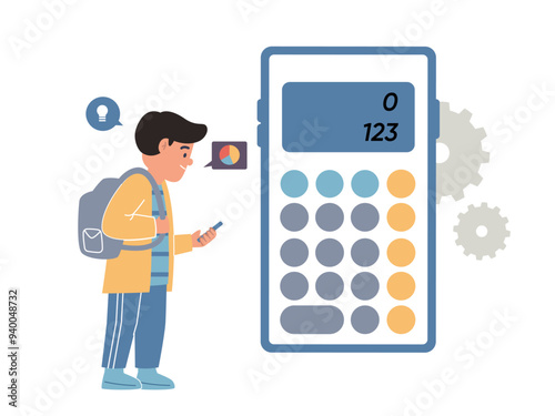 calculator app study needs calculating system mathematics solution student helper design icon illustration