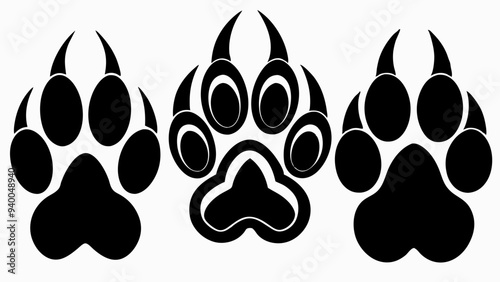 Different animal paw silhouette vector illustration