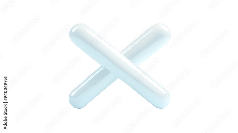 The image is of two white cylinders that are crossed over each other The image is of two white cylinders that are crossed over each other