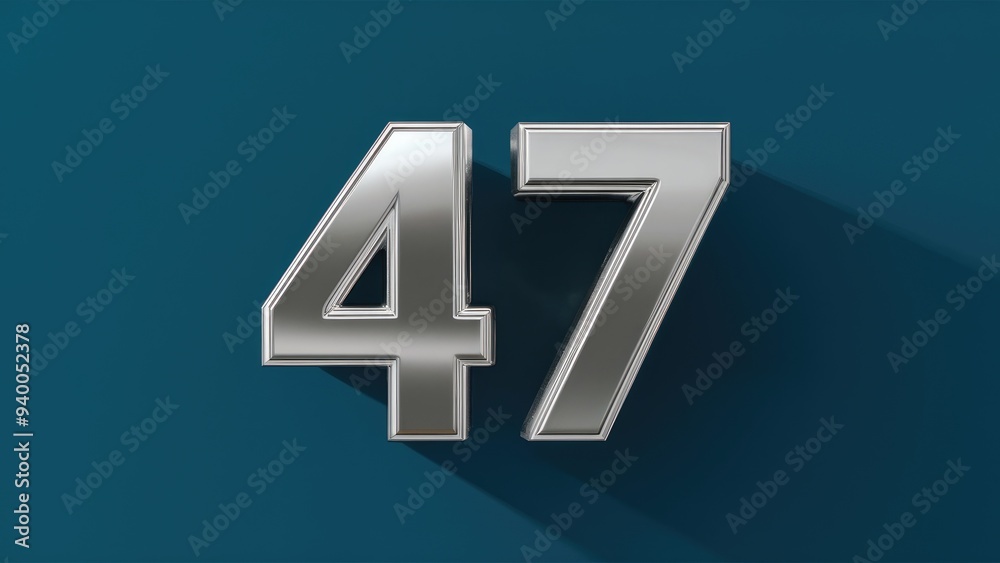 3D Illustration of the Number 47 in Silver 3D Illustration of the Number 47 in Silver