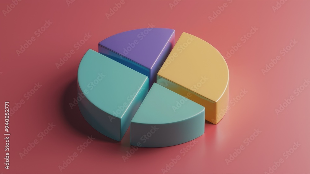 Obraz premium 3D Rendered Illustration of a Four-Segment Pie Chart