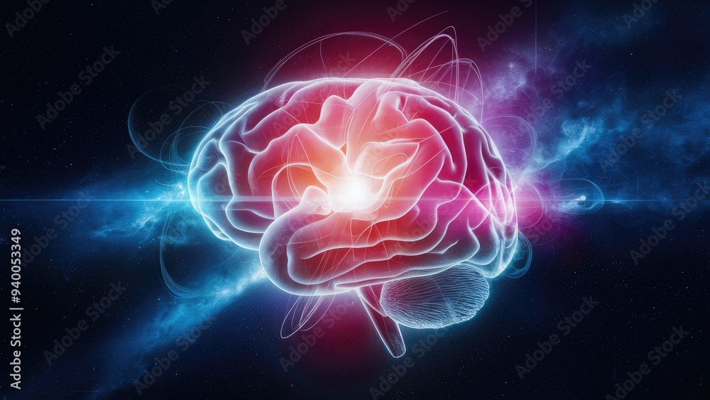 3D illustration of a brain in a cosmic setting, exploring futuristic science concepts. 3D illustration of a brain in a cosmic setting, exploring futuristic science concepts.