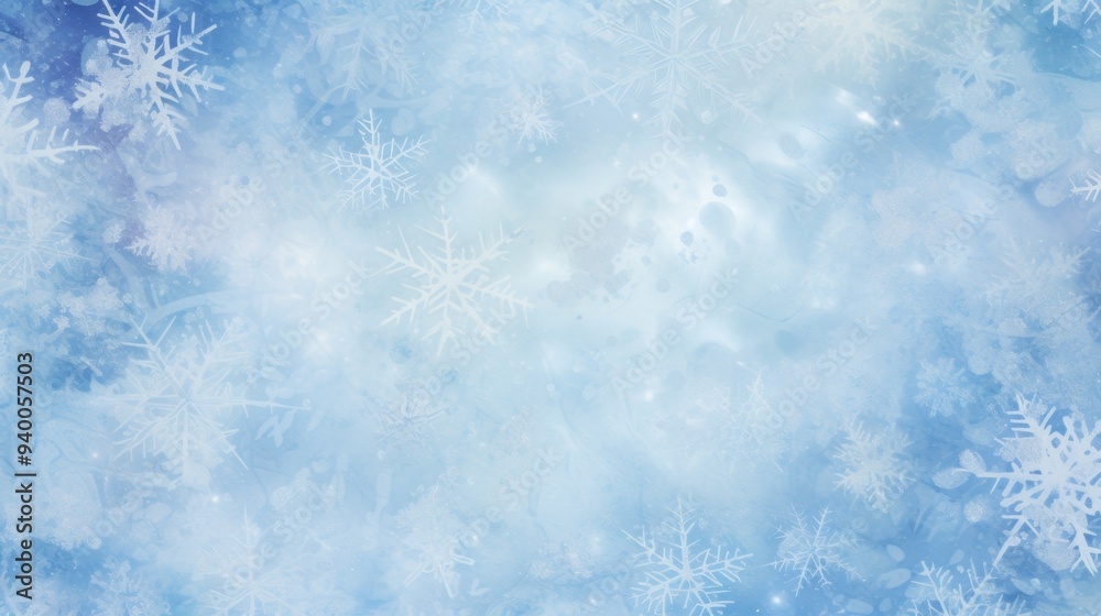 Frosty Elegance: Icy Surface and Snowflake Texture Background Frosty Elegance: Icy Surface and Snowflake Texture Background