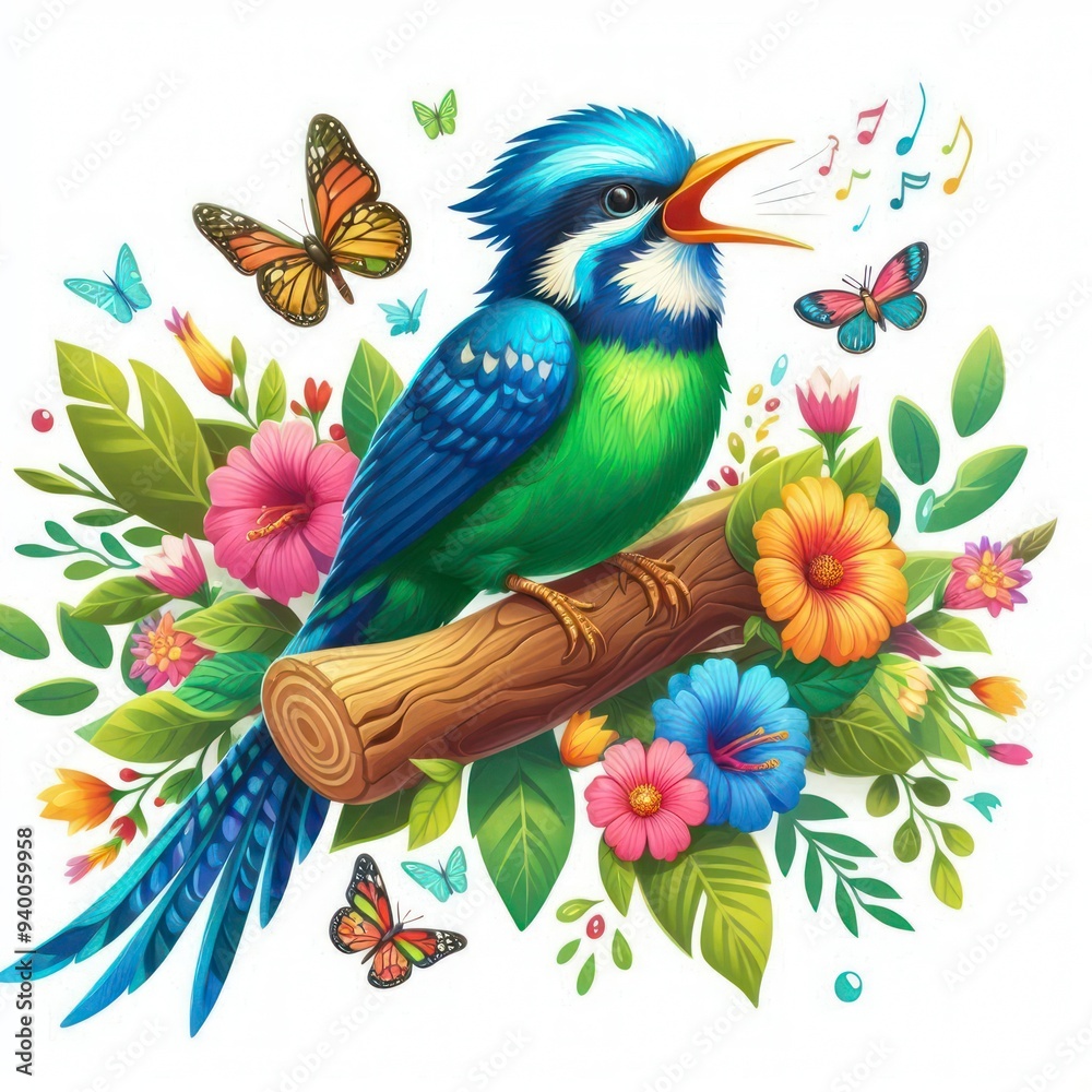 Bird and flowers illustration Bird and flowers illustration