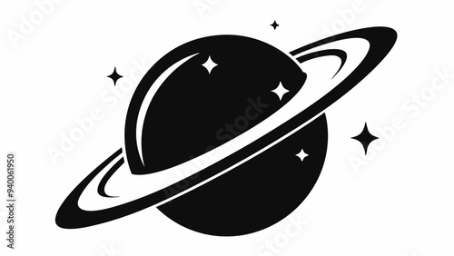 Saturn icon, Saturn with sparkle silhouette, cosmos and planet, Saturn silhouette vector 
