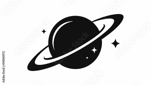 Saturn icon, Saturn with sparkle silhouette, cosmos and planet, Saturn silhouette vector 
