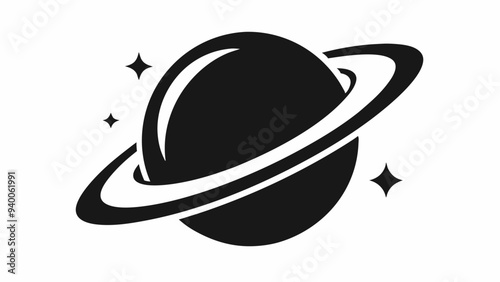 Saturn icon, Saturn with sparkle silhouette, cosmos and planet, Saturn silhouette vector 
