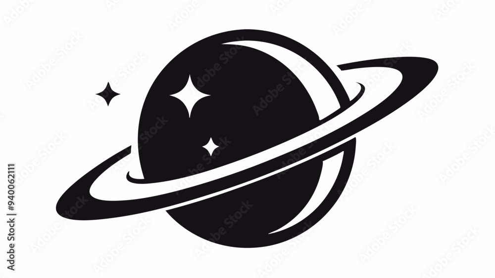 Planet Saturn with planetary ring vector, cosmos and planet silhouette Planet Saturn with planetary ring vector, cosmos and planet silhouette