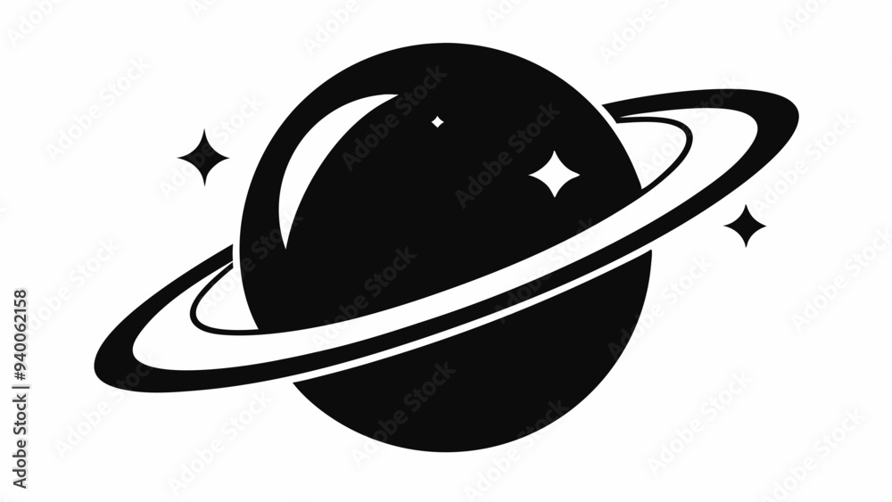 Planet Saturn with planetary ring vector, cosmos and planet silhouette Planet Saturn with planetary ring vector, cosmos and planet silhouette