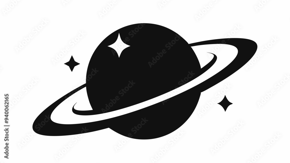 Planet Saturn with planetary ring vector, cosmos and planet silhouette Planet Saturn with planetary ring vector, cosmos and planet silhouette