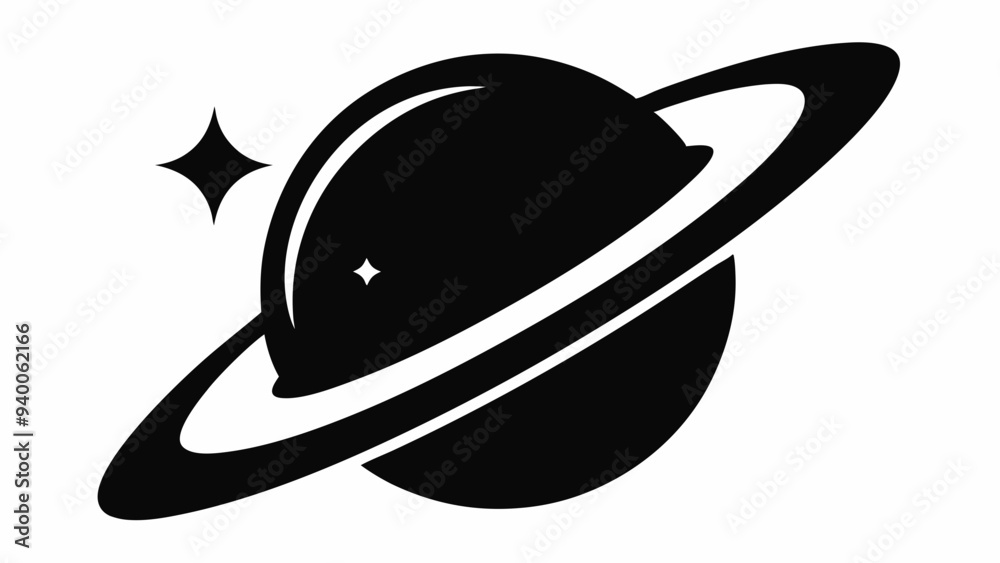 Planet Saturn with planetary ring vector, cosmos and planet silhouette Planet Saturn with planetary ring vector, cosmos and planet silhouette