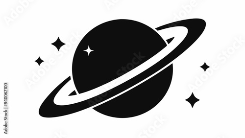 Planet Saturn with planetary ring vector, cosmos and planet silhouette