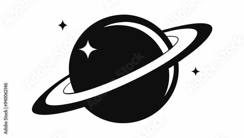Planet Saturn with planetary ring vector, cosmos and planet silhouette
