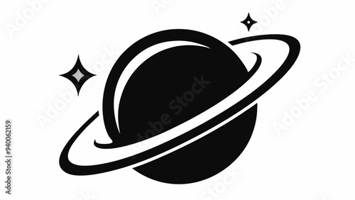Planet Saturn with planetary ring vector, cosmos and planet silhouette