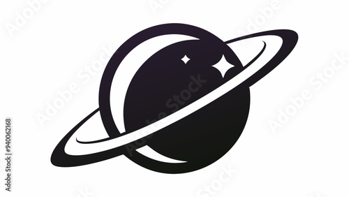 Planet Saturn with planetary ring vector, cosmos and planet silhouette