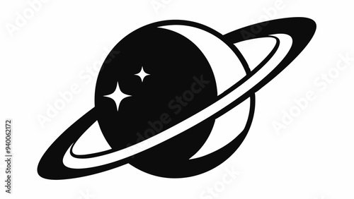 Planet Saturn with planetary ring vector, cosmos and planet silhouette