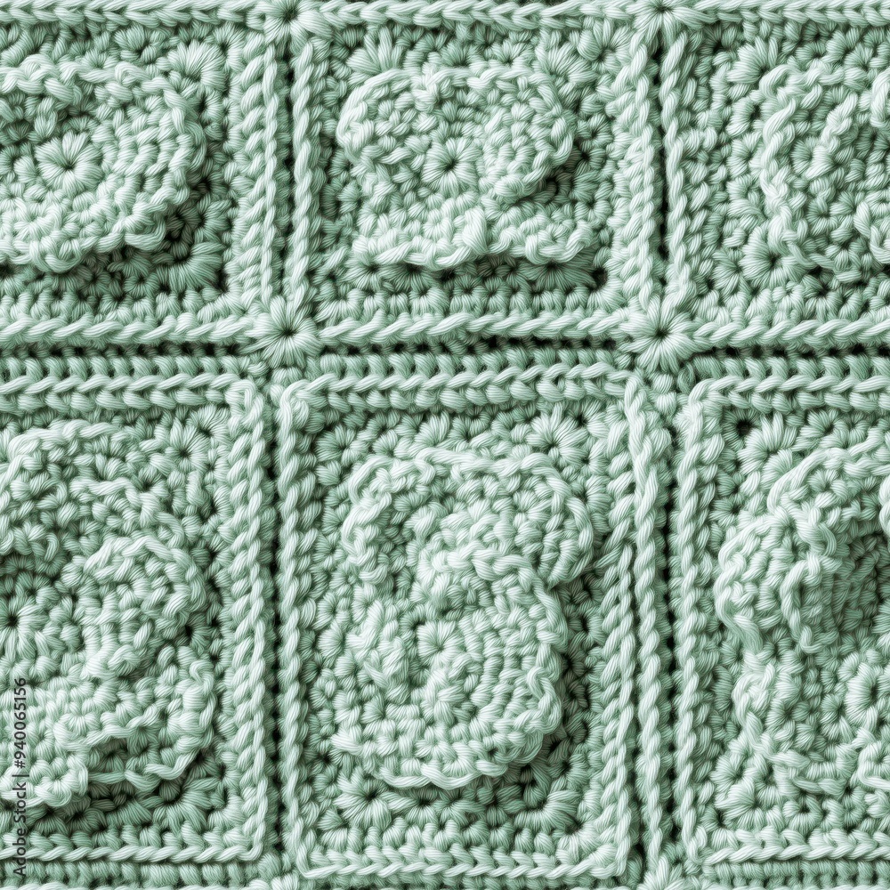 Light green crochet design, seamless pattern Light green crochet design, seamless pattern