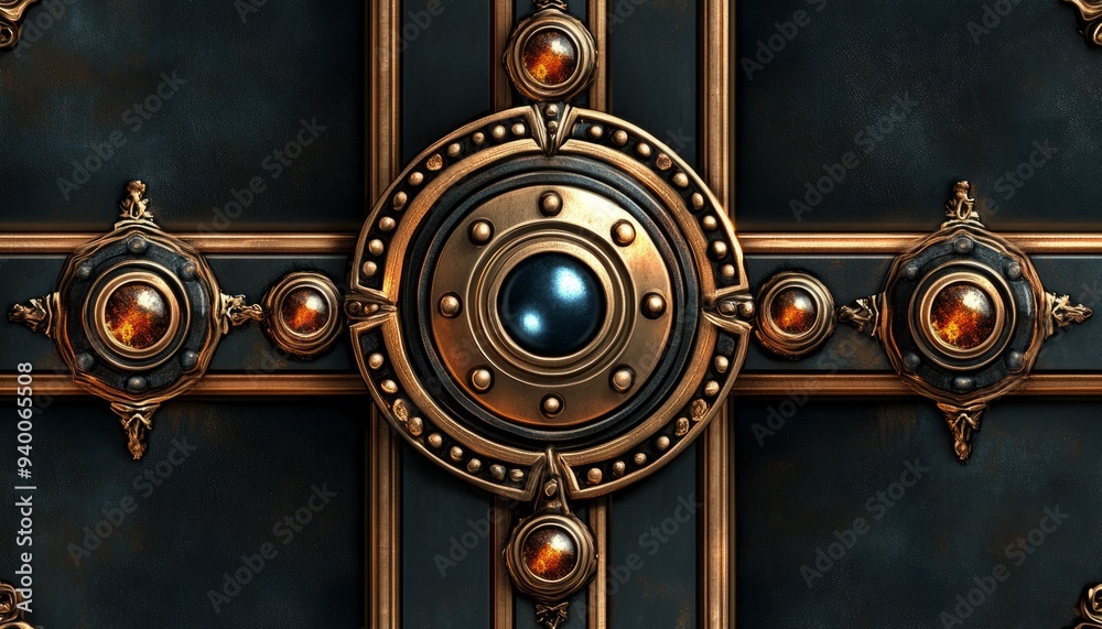 Ornate Golden Frame with Central Blue Orb Ornate Golden Frame with Central Blue Orb