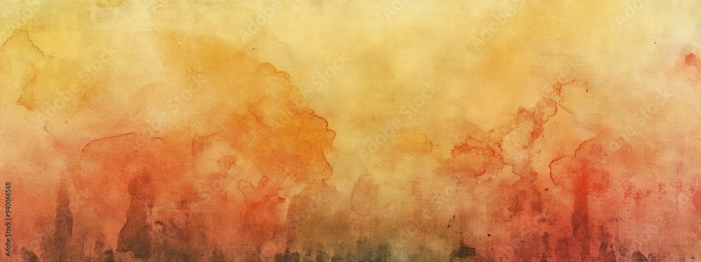 Obraz premium Watercolor illustration featuring a textured ink painting with vibrant backgrounds Ochre grunge art on paper with square colors Sepia tie dye effect and strokes of color showcasing fabric dye patt