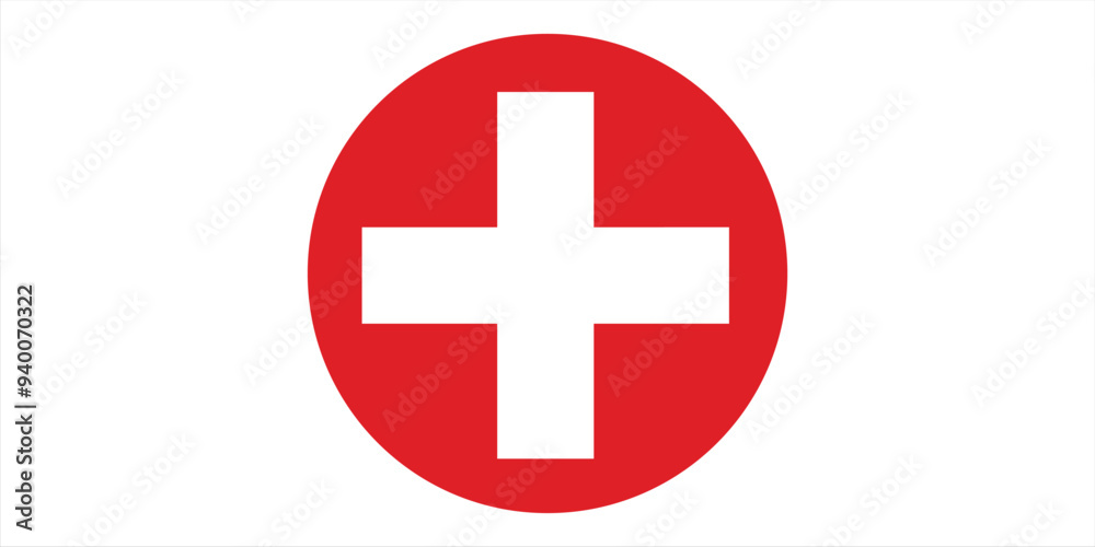 Fototapeta premium Red cross icon. Swiss flag vector icon. vector