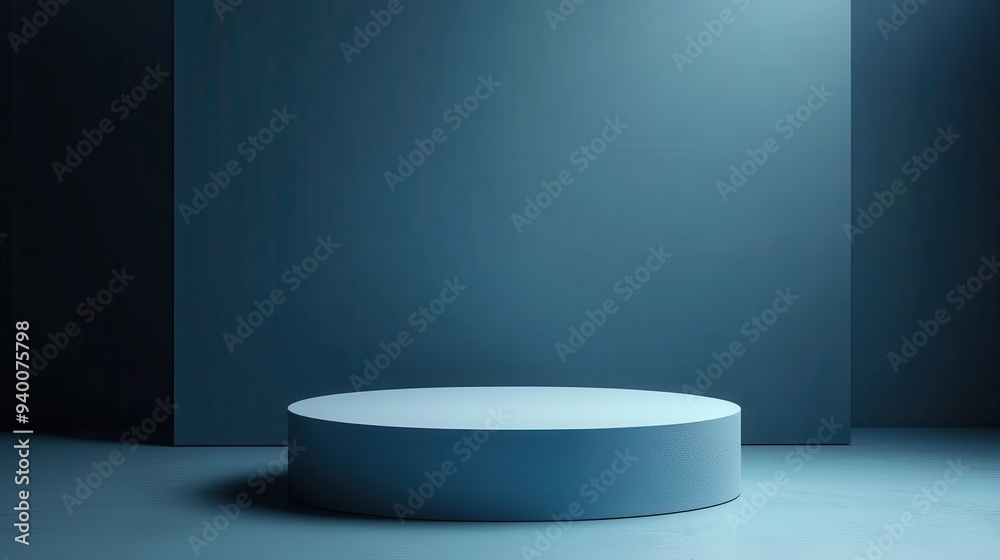 A blue pedestal with a round shape A blue pedestal with a round shape