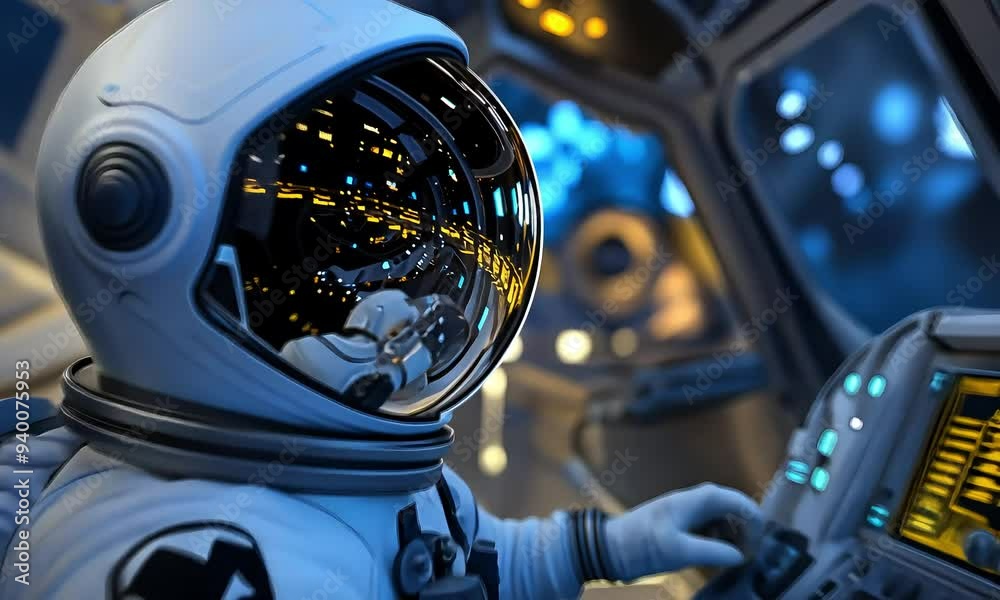 Astronaut Operating Controls Inside Spacecraft Cockpit with ai generated.
Astronaut Operating Controls Inside Spacecraft Cockpit with ai generated.